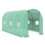Estufa Tipo Túnel 400x200x200cm Estufa de Túnel com Portas Enroláveis e 6 Janelas Cobertura de PE 140 g/m² Estrutura de Metal para Cultivo de Plantas Verduras Verde