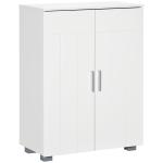 kleanklin Armário de Casa de Banho com 2 Portas e 2 Prateleiras Ajustáveis em 7 Níveis Móvel Auxiliar de Armazenamento para Sala de Estar Cozinha 60x30x80cm Branco