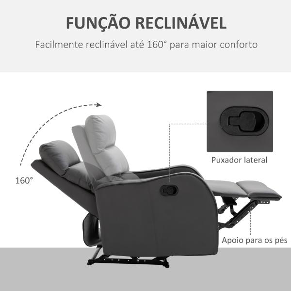 Poltrona Relax com cadeira reclinável manual de até 160° 65x89x100cm