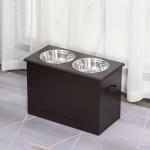 Comedouro Elevado para Cães com 2 Tigelas de Aço Inoxidável e Espaço de Armazenamento Oculto 60x30x41 cm Castanho Escuro
