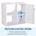 Móvel para Lavatório Pousar Suspenso com 2 Prateleiras Abertas e Armário com Prateleira Ajustável 60x30x54 cm Branco