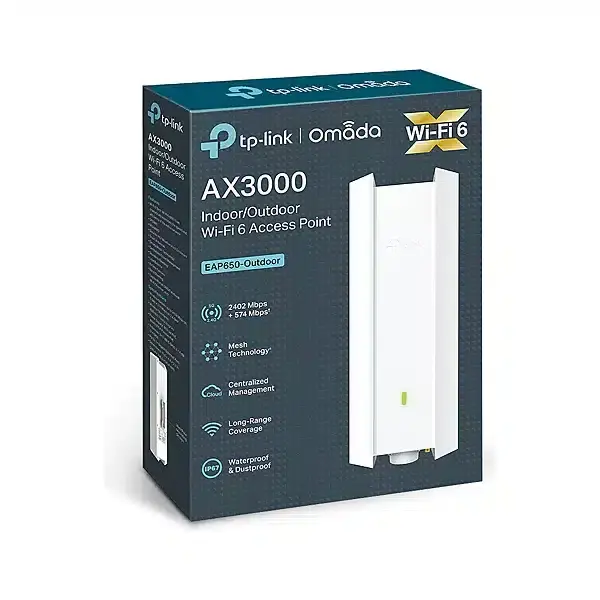 Acess Point TP - Link AX3000 Indoor e Outdoor Dual - Band Wi - Fi 6 / 1 x Rj45 Gigabit 574Mbps a 2.4 GHz + 2402 Mbps a 5 GHz
