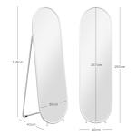 Espelho de Pé Oval 160x40 cm Espelho de Corpo Inteiro com Moldura Metálica Suporte e 2 Formas de Utilização Branco