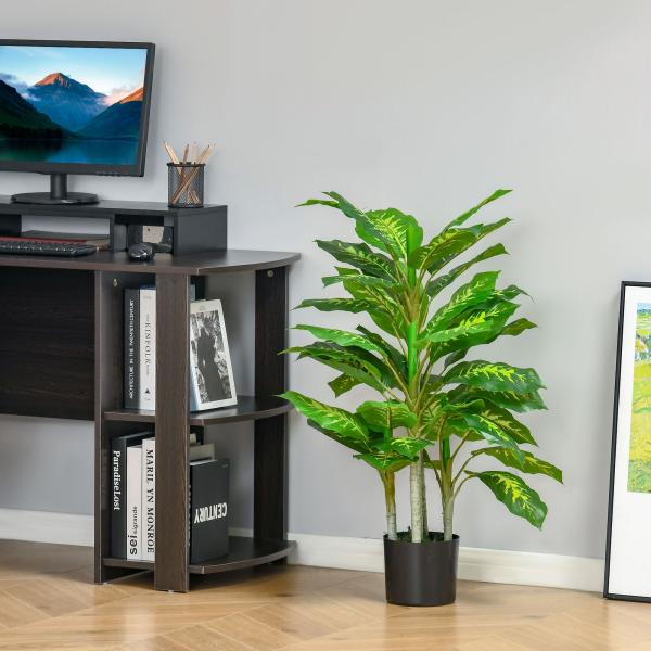 Planta Artificial Aglaonema Planta Sintética de 95cm com 42 Folhas e Vaso de Cimento Decoração para Casa e Exterior Verde