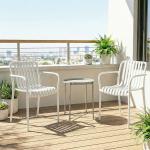 Conjunto de 4 Cadeiras de Jardim Exterior Empilháveis de PP com Encosto Curvado Assento com Ripas 55x58,5x81,5 cm Branco