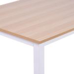 Secretária Moderna Mesa de Estudo com Estrutura de Aço e Pés Ajustáveis Mesa de Computador 120x60x76 cm Branco e Madeira