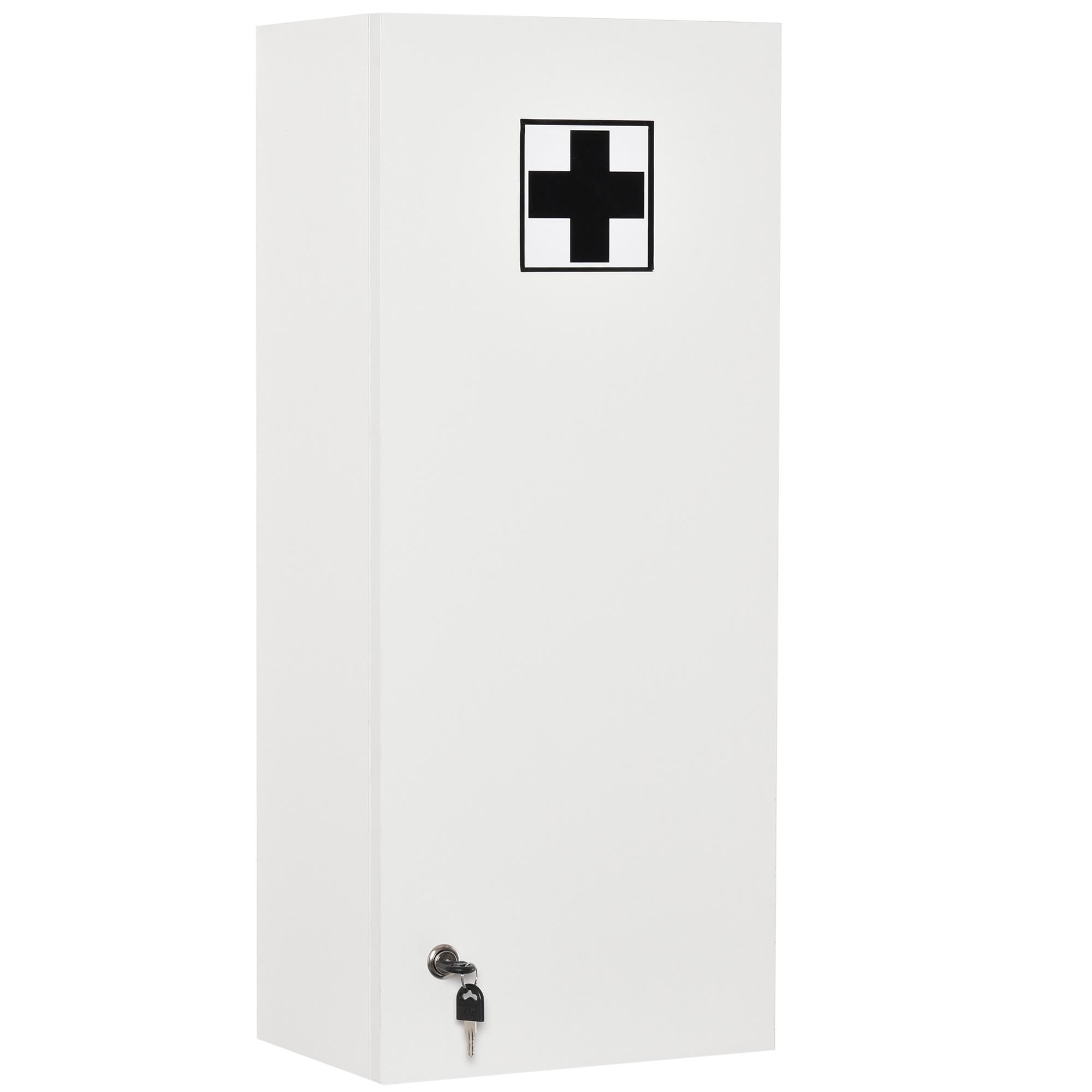 Armário de Medicamentos de Parede 5 Níveis com Prateleiras de Vidro Ajustáveis Fechadura Chaves 30x20x70 cm Branco