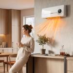 Aquecedor Elétrico de Baixo Consumo de Parede 2000W com 3 Modos Ecrã LED Termostato Temporizador e Oscilação Branco