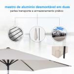 Chapéu de Sol de Jardim Ø270x235cm Chapéu de Sol de Alumínio Reclinável com Manivela e 6 Hastes para Terraço Exterior Balcão Creme