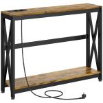 Mesa Consola de Estilo Industrial Mesa de Entrada de 2 Níveis com Estação de Carregamento 100x24x75 cm Castanho Rústico