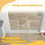 Barreira de Segurança Extensível para Portas e Escadas com Fechamento Automático e Sistema de Duplo Bloqueio 74 - 147,5x76,2 cm Branco