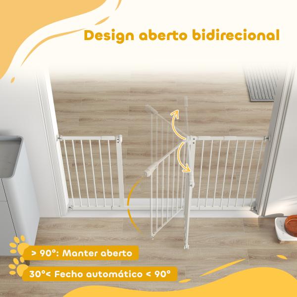 Barreira de Segurança Extensível para Portas e Escadas com Fechamento Automático e Sistema de Duplo Bloqueio 74 - 147,5x76,2 cm Branco