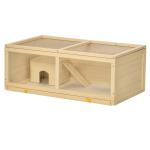 Gaiola para Hamster de Madeira Casa para Roedores com Tampa Abatível Painel de Acrílico Bandeja Amovível 100x58x38cm Madeira
