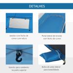 Tenda de Praia Dobrável Tenda de Praia Pop - up 1 - 2 Pessoas com 2 Portas 2 Janelas e Bolsa de Transporte 220x173x120 cm Azul