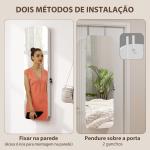 Espelho para Joias com Luz LED Montado na Parede ou na Porta com Fechadura Espelho de Corpo Inteiro 2 Gavetas Branco