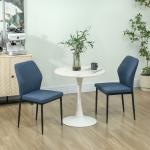 Conjunto de 2 Cadeiras de Jantar Modernas Cadeiras de Cozinha com Assento Acolchoado e Estofado Encosto Curvo 45x57x86 cm Azul Escuro