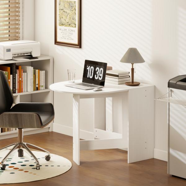 Mesa de Cozinha Dobrável Mesa de Jantar Dobrável Ovalada com Laterais Abatíveis Estilo Moderno 163x80x75 cm Branco