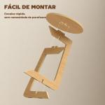 Mesa Auxiliar em Forma de C Mesa Redonda com Montagem Rápida Ideal para Espaços Pequenos Sala, Quarto Ø39x50,5 cm Madeira