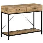Mesa Consola Industrial Mesa de Sofá com 2 Gavetas e Prateleira para Entrada com Pés de Metal Castanho e Preto