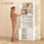 Estante para Livros com 4 Compartimentos Abertos e 1 Armário com 2 Prateleiras Armazenamento Livros Plantas para Sala de Estar Escritório 59x29x180cm Branco