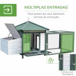 Galinheiro de Madeira de Pinho para 1 - 2 Galinhas com Caixa Ninho Bandeja e Espaço para Correr 196x76x97 cm Verde
