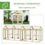 Galinheiro para Exterior 140x88,5x106 cm para 1 - 3 Galinhas com Estrutura de Madeira e 2 Portas com Fechadura Madeira Clara