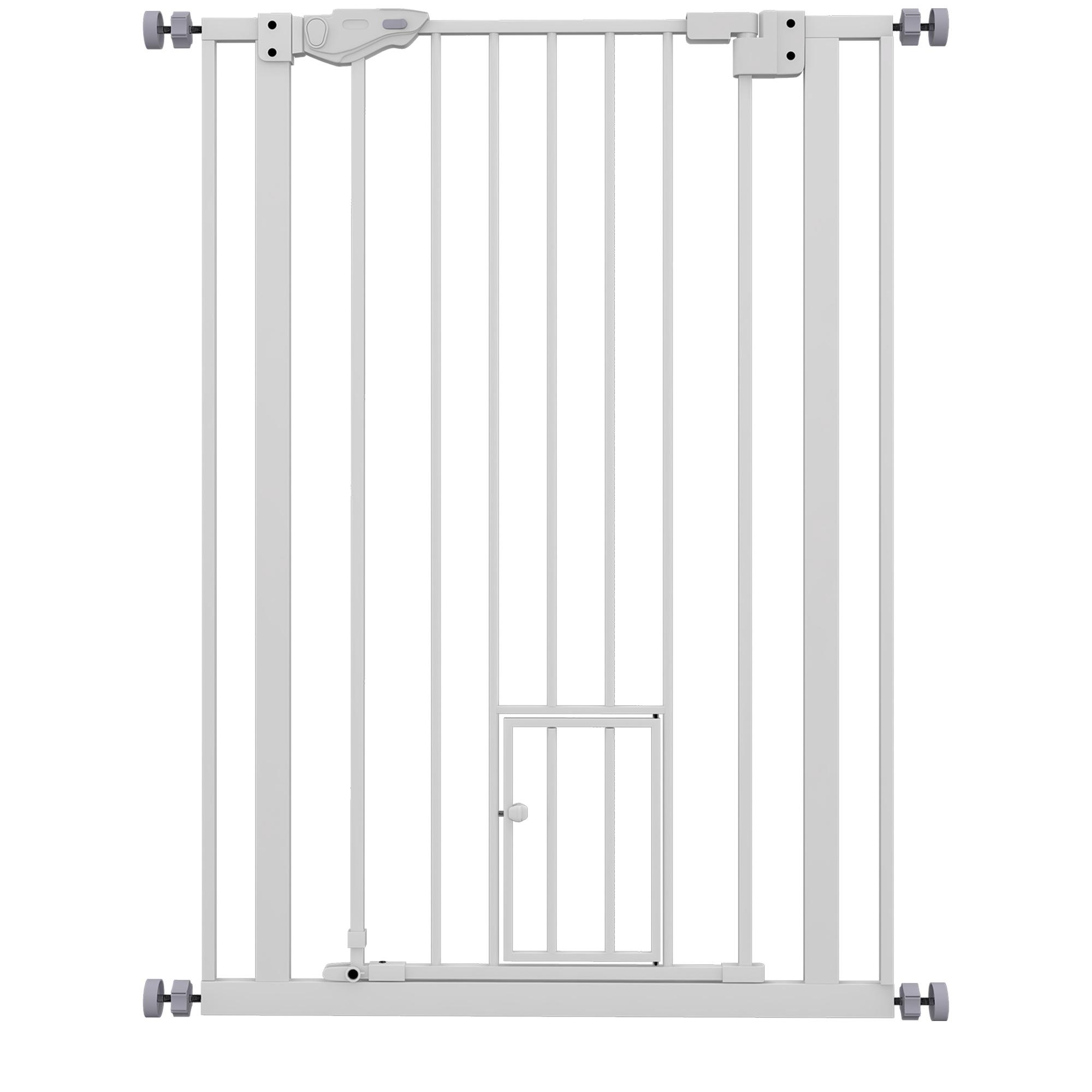 Barreira de Segurança Ajustável com Portinhola, Fecho Automático e Bloqueio Duplo, 74 - 80x104,1 cm, Branca