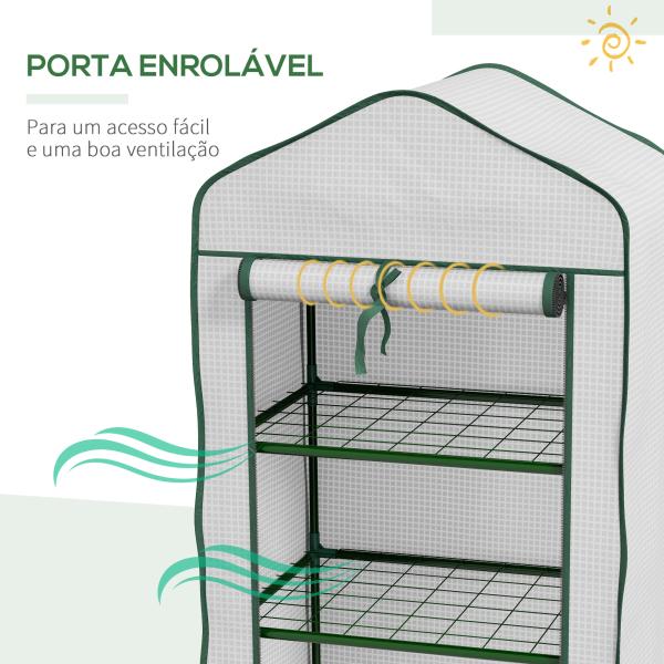Estufa de Jardim de 3 Níveis Estufa de Terraço com 3 Prateleiras para Cultivo de Plantas Flores 59x39x127 cm Branco