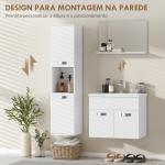 Conjunto de Móveis de Casa de Banho Suspenso de 4 Peças com Espelho, Armário com Lavatório em Cerâmica e Coluna, Branco