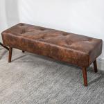 Banco de Pé de Cama Multifuncional Clássico Banco Dormitório com Pés de Madeira e Assento Acolchoado 114x38x42 cm Marrom