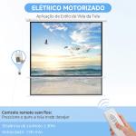 Ecrã de Projeção Elétrico 96 Polegadas com Comando à Distância Formato 1:1 para Interior e Exterior Branco