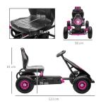 Kart a Pedais para Crianças 5 - 12 Anos com Assento Ajustável Pneus Insufláveis Amortecimento e Travão de Mão 121x58x61 cm Rosa