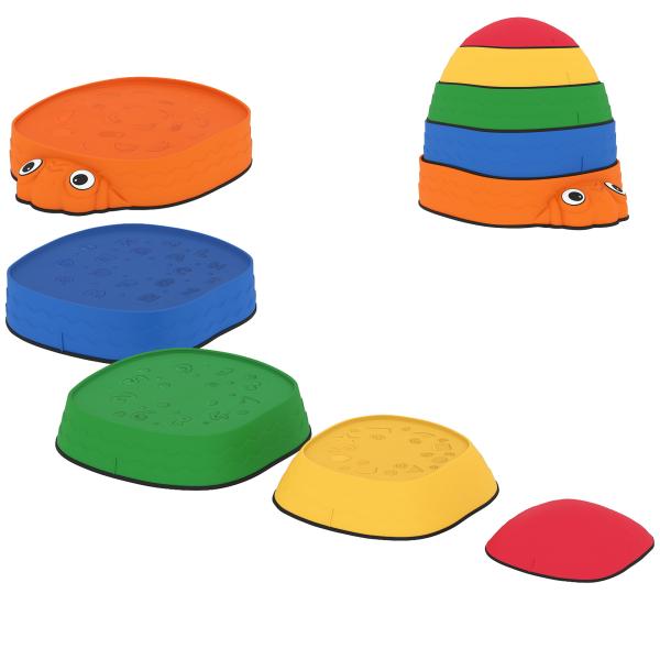 Conjunto de Pedras de Equilíbrio Empilháveis para Crianças de 5 Peças com Forma de Joaninha e Antiderrapantes Multicolor