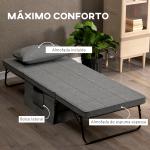 Sofá Cama 4 em 1 Estofado em Linho com Encosto Ajustável em 5 Níveis e Almofada Acolchoada 75x80x74 cm Cinza