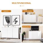 Móvel Aparador com 3 Portas Prateleiras Ajustáveis ​​e Suporte com Fecho Suave para Televisores 120x35x85 cm Branco