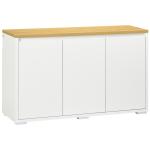 Aparador de Sala de Estar Armário de Armazenamento com 3 Portas e Prateleiras Ajustáveis 120x37x75 cm Branco e Madeira