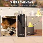 Conjunto de Acessórios para Lareira de 4 Peças de Metal com Vassoura Pá Atiçador e Balde 20x20x65 cm Prateado