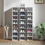 Sapateira Dobrável Organizador para Sapatos de 8 Níveis com Portas Transparentes para Sapatos até Tamanho 43 26x35x140 cm Branco