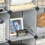 Armário Modular de Plástico Organizador de Sapatos com 16 Cubos de 30x30x30cm para Entrada Corredor 125x32x125 cm Transparente