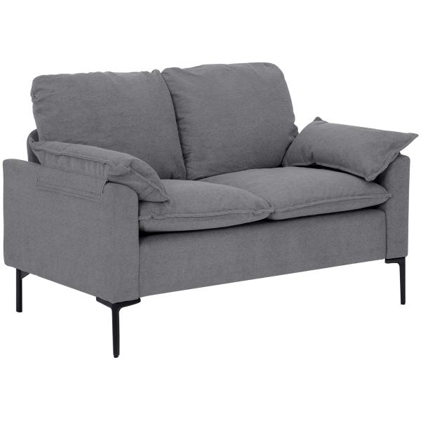 Sofá de 2 Lugares Revestido em Veludo Sofá Moderno com Pés de Metal Apoios de Braços Acolchoados 130x77x84 cm Cinza