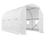 Estufa Tipo Túnel 350x200x200 cm com Portas Enroláveis e 6 Janelas Cobertura de PE Estrutura de Metal Branco