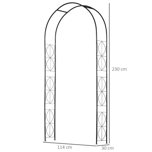 Arco de Jardim de Metal Arco Decorativo com Desenho de Treliça para Plantas Trepadeiras para Decoração 114x30x230 cm Preto