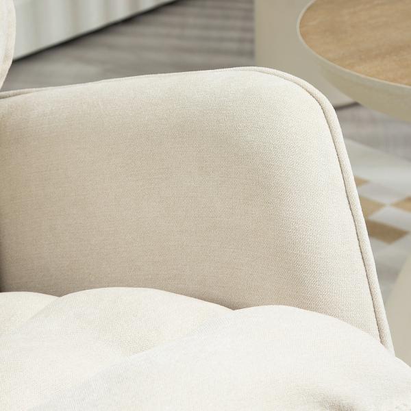 Poltrona Baloiço Estofada em Chenilla com Pés de Madeira de Faia e Apoio para os Braços para Lactância 71x98,5x97 cm Bege
