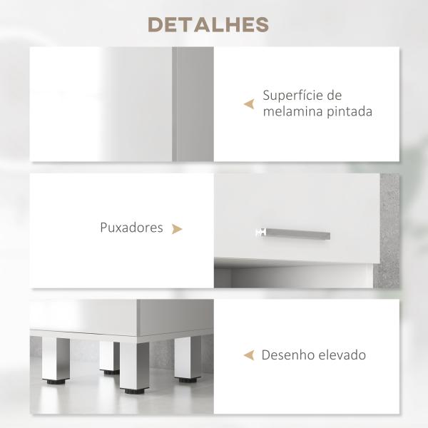 Coluna Casa de Banho Moderna com 1 Gaveta 3 Prateleiras Ajustáveis e 2 Armários Móvel Auxiliar de para Casa de Banho 30x30x180 cm Branco