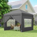 Tenda de Jardim com Paredes Laterais Amovíveis Janelas Porta com Fecho de Correr e Bolsa de Transporte 295x295x196 - 258 cm Cinzento