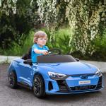 Carro Elétrico AUDI RS E - Tron GT 12V com 2 Motores Controlo Remoto Faróis LED Buzina Música USB 3 - 5km/h 103x58x41cm Azul