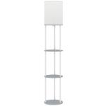 Candeeiro de Pé com Prateleiras 3 Temperaturas de Cor Controlo Remoto e Casquilho E27 Ø29x158 cm Cinzento