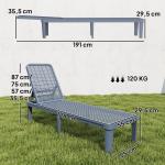 Espreguiçadeira Reclinável de Jardim Exterior com Encosto Ajustável em 4 Posições e Estrutura de PP 191x55x35,5 cm Cinzento Escuro