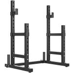 Suporte Ajustável para Barras de Pesas com Segurança Reforçada Carga até 300 kg Altura Regulável 48 - 135/45 - 85 cm Preto