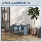 Comedouro Elevado Cinzento para Cães Grandes com 2 Tigelas de 2L, 2 Portas e Arrumação, 60x30x35,5 cm